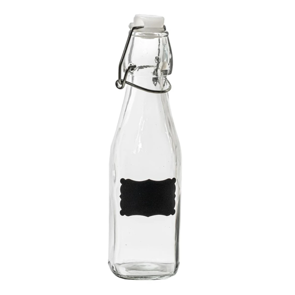 Bottiglia In Vetro 250ml con adesivo Lavagna e tappo ermetico