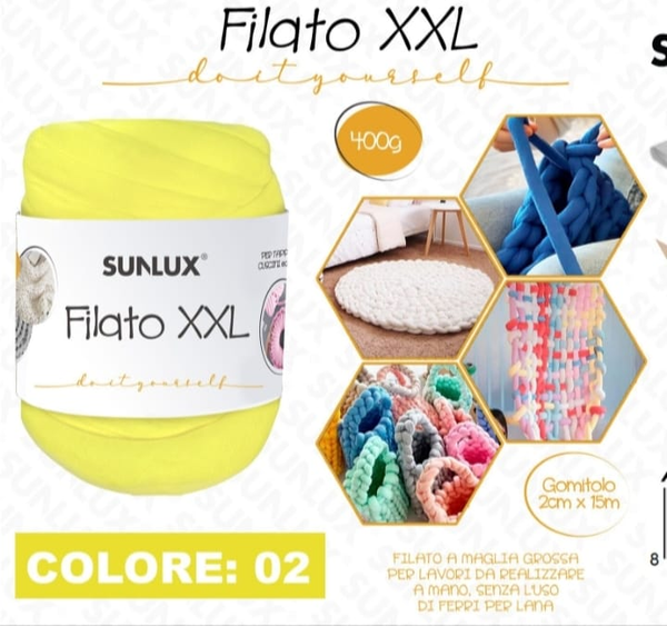 Sunlux Filato XXL Marshmallow Colore 02 Giallo 2cm X 15m
