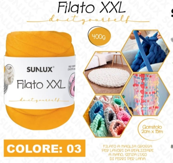 Sunlux Filato XXL Marshmallow Colore 03 Giallo / Arancio 2cm X 15m