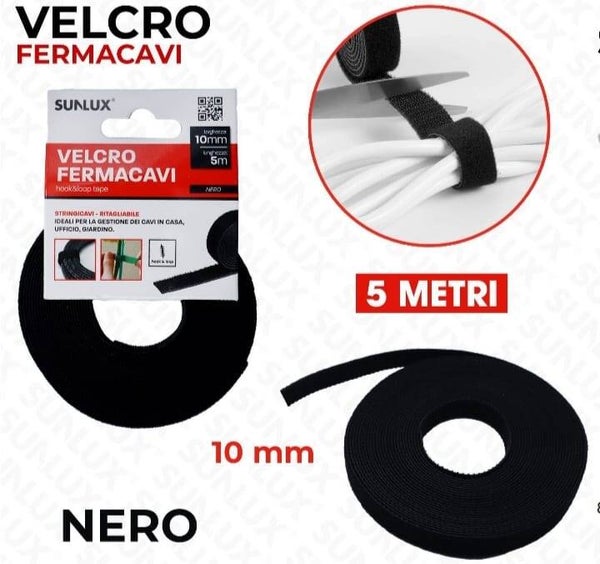 Sunlux Velcro Fermacavo 10mm X 5m