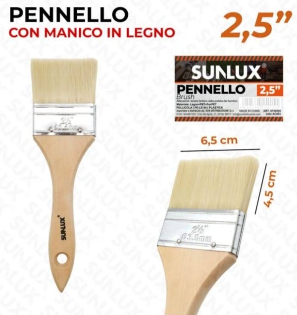 Sunlux Pennello 63.5mm 2 1/2'' Manico in Legno