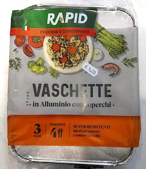 Rapid Vaschetta in Alluminio con Coperchio 3pz 4 Porzioni