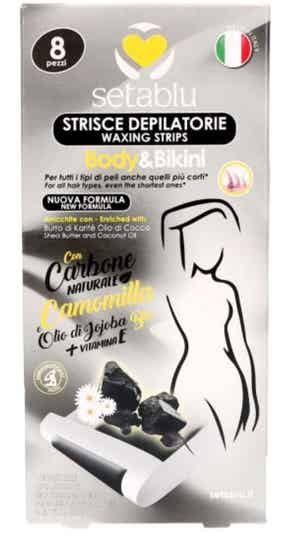Seta BLu Strisce Depilatorie Body e Bikini Con Carbone Naturale 8 pezzi