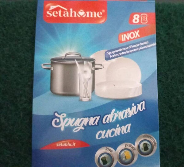Setahome Spugna Abrasiva Verde 8 pezzi 15 x 10 x 0,8 cm