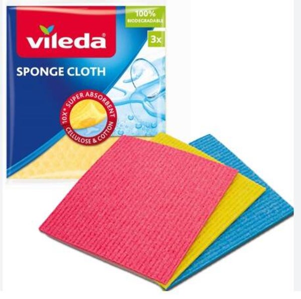 Vileda Spugna Sponge Cloth in Cellulosa e Cotone