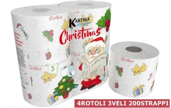 Christmas Carta Igienica 3 Veli Doppio Rotolo