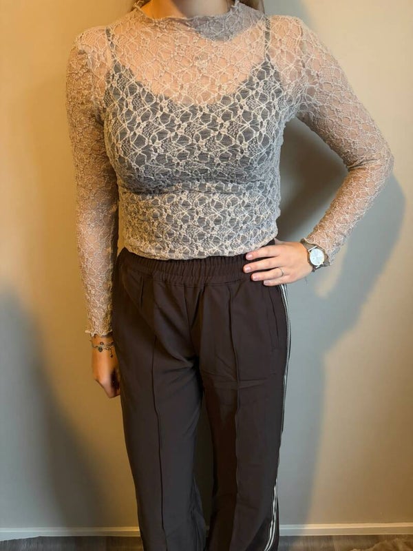 Kanten top taupe