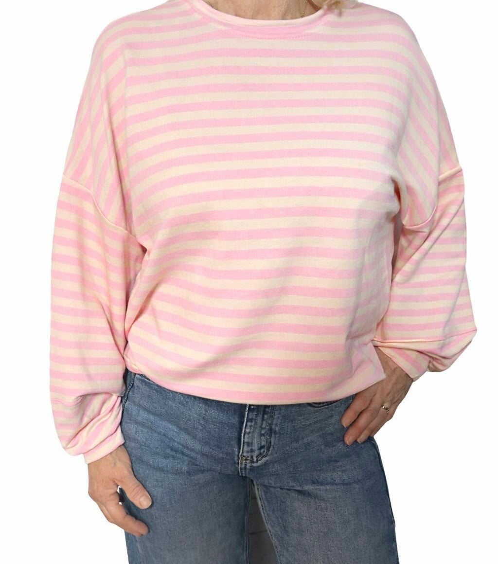 Gestreept longsleeve roze-crème