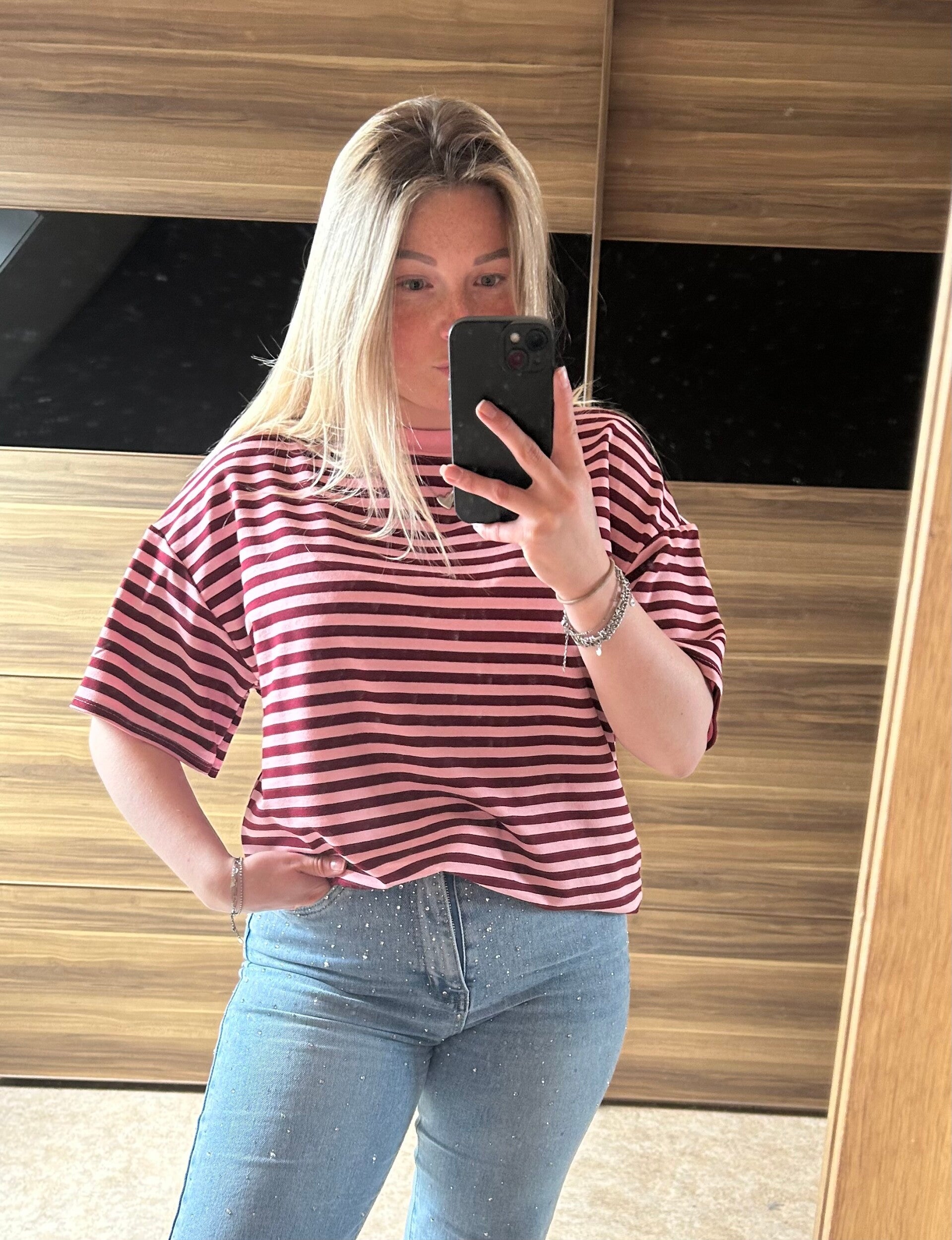 Shortsleeve bordeaux - roze