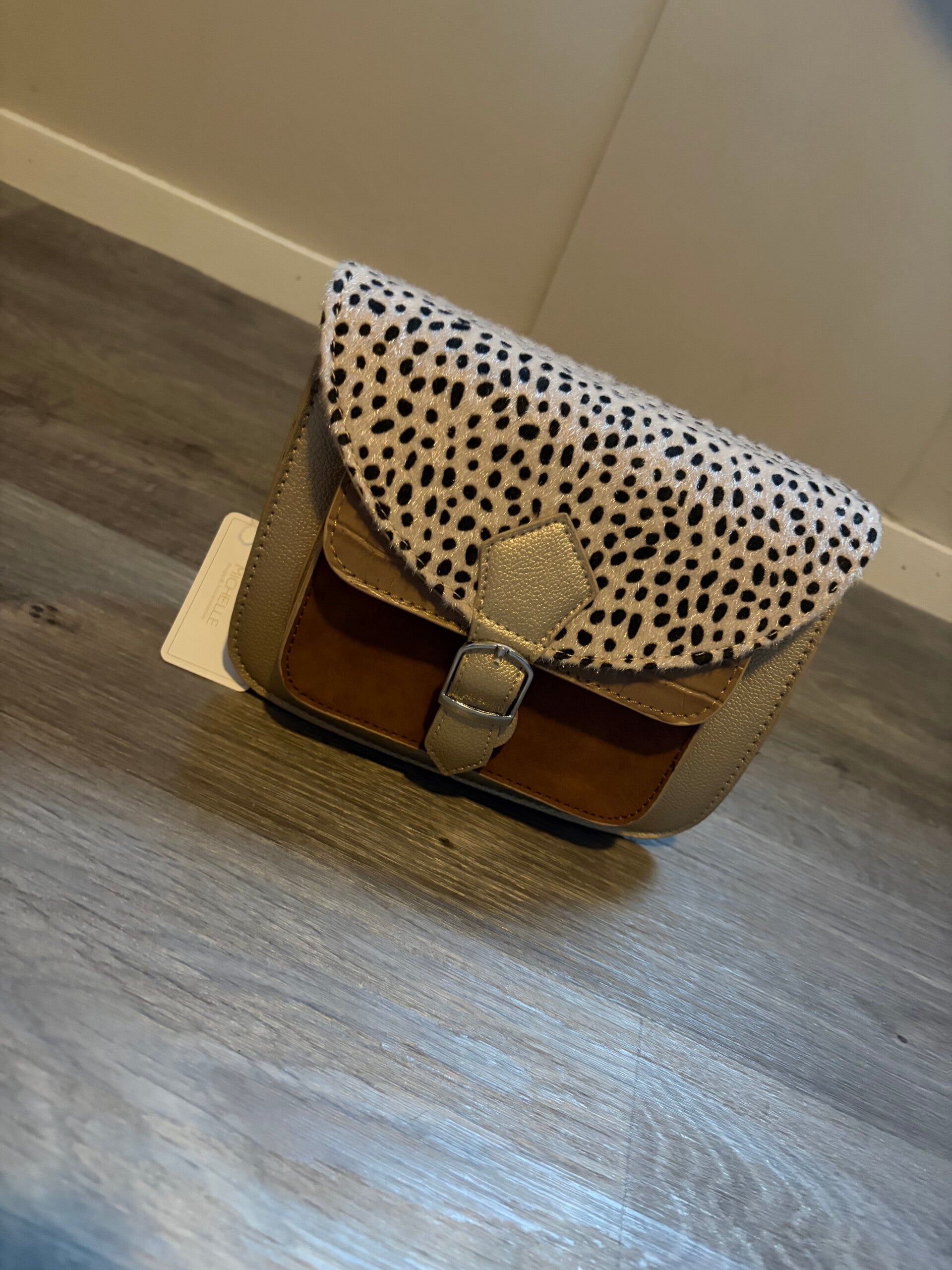 Crossbody bag goud print