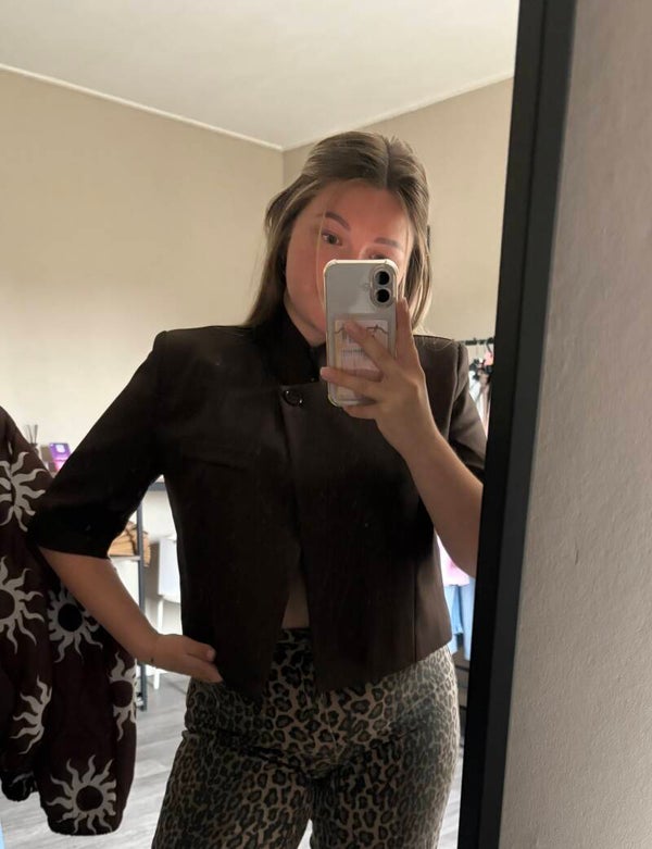 Cropped blazer choco