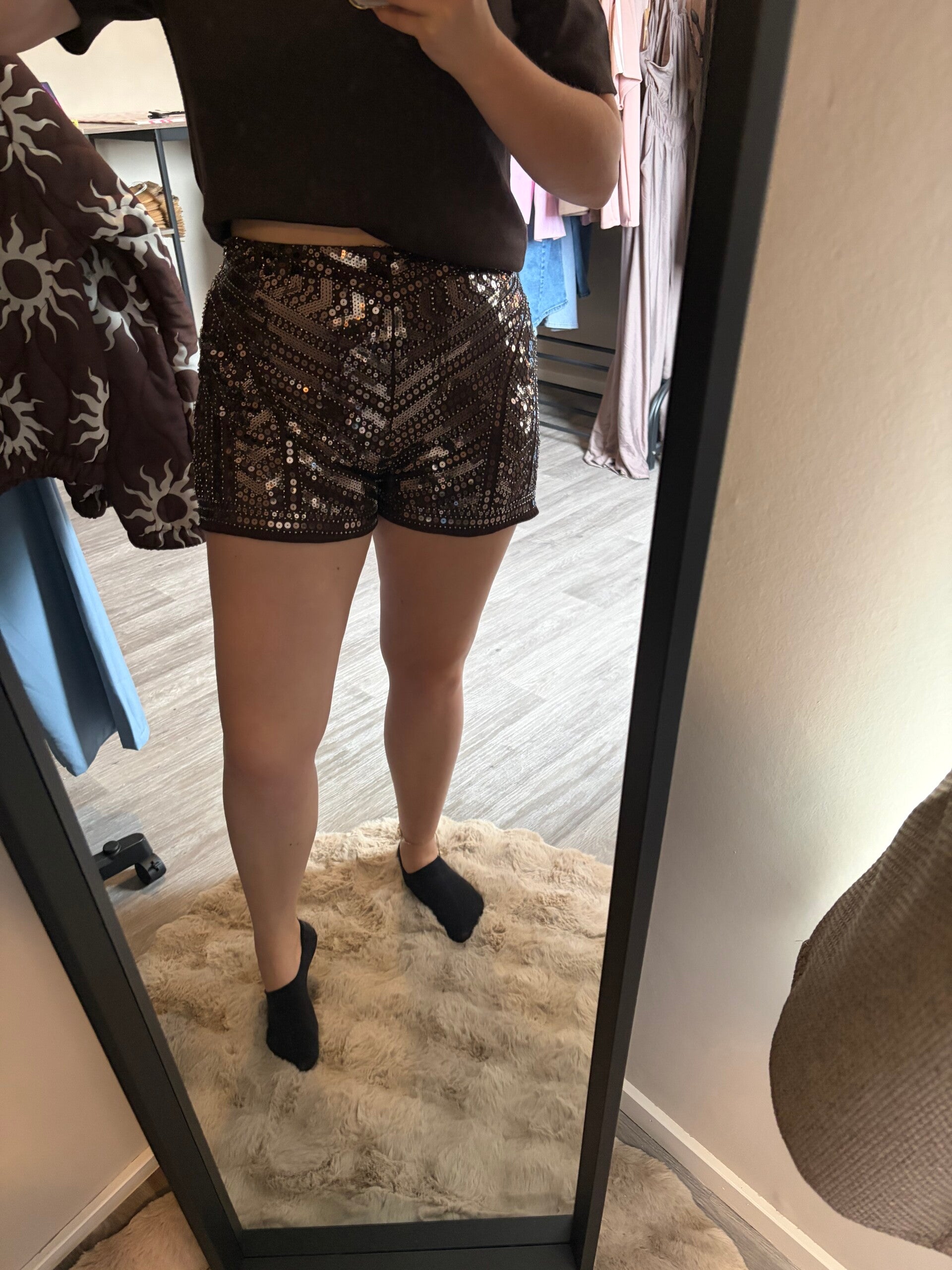 Glitter short bruin