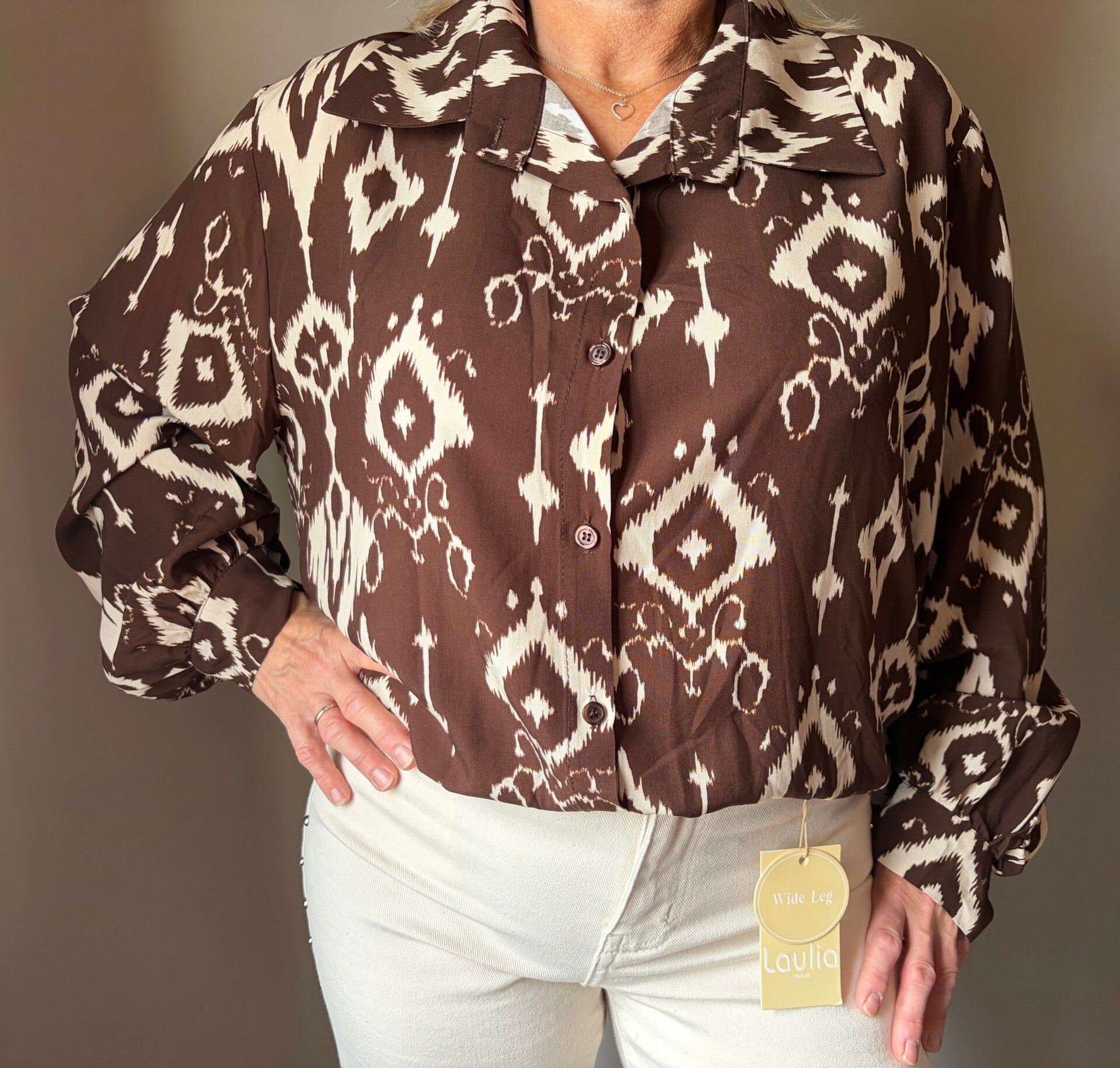 Blouse bruin print