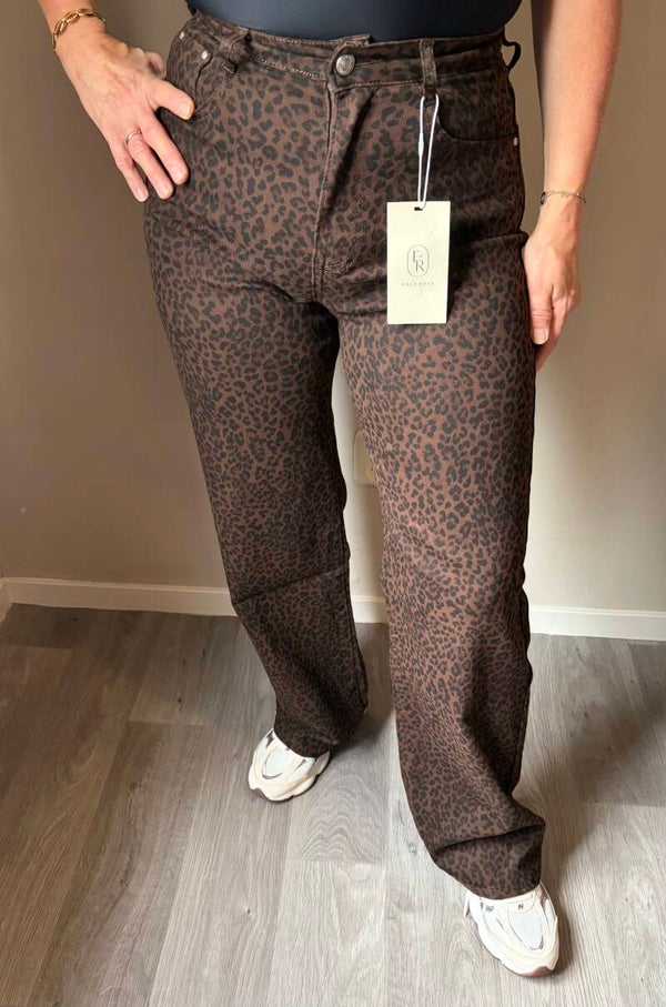 Leopard jeans bruin
