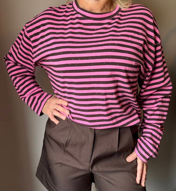 Longsleeve roze glitter