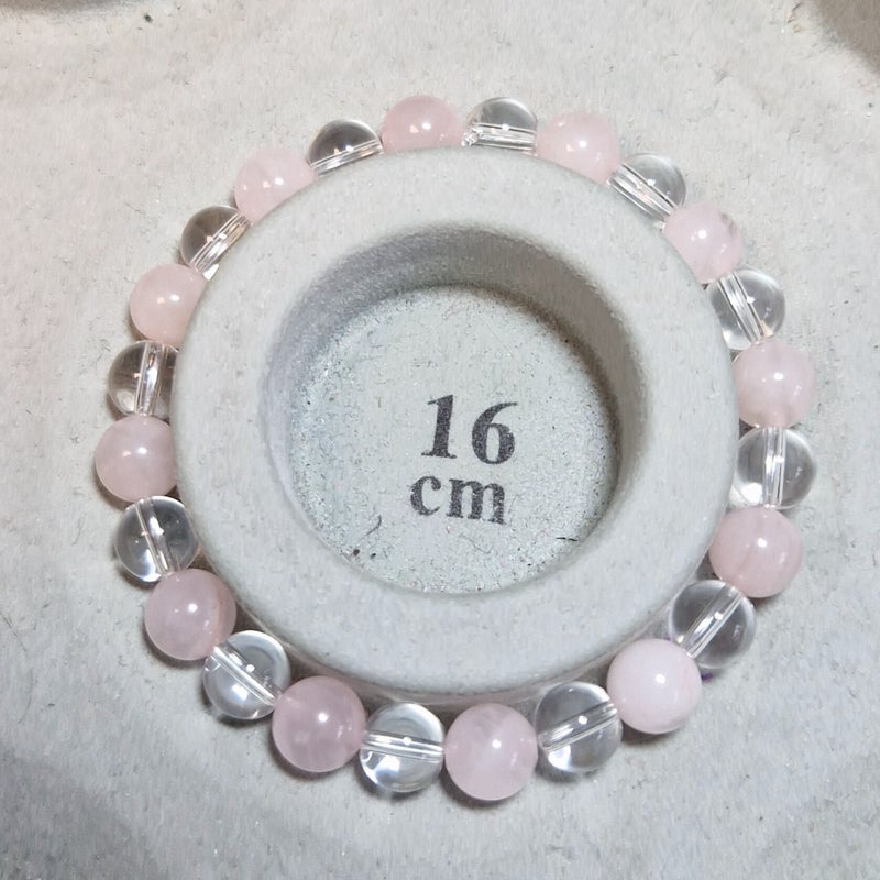 Armband met Rozenkwarts en Bergkristal