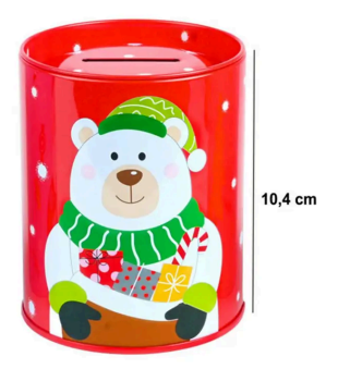 Ronde spaarpot met kerstbeer