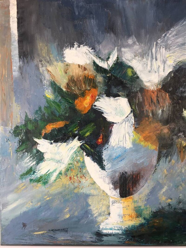 Bouquet blanc vert gris