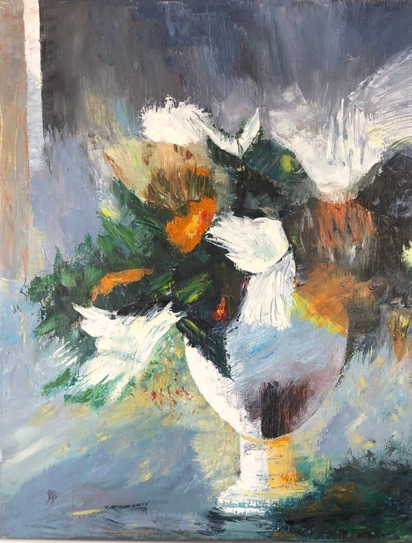 Bouquet blanc vert et gris