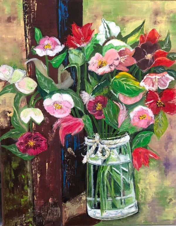 Fleurs colorées et vase