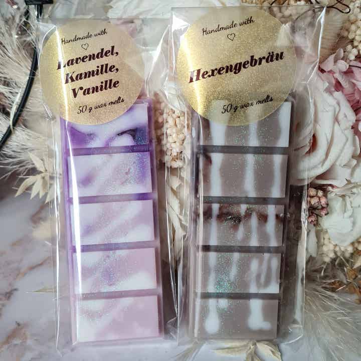 ca 50g waxmelts snap bar, Schimmer Duftwachs, wax melt snap bar