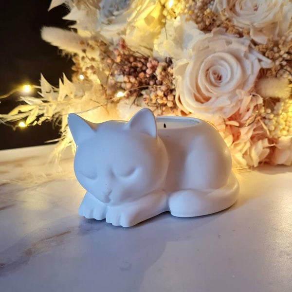 Teelichthalter „Schlafende Katze“