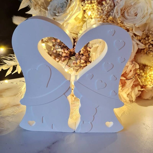 Handgegossene Wichtel im Paar – zwei Figuren, ein Herz: liebevoll, modern & perfekt als Geschenk