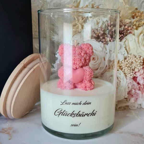 Personalisierbare Maxi-Bärchi Duftkerze aus Bio-Sojawachs