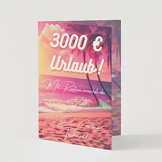 ✉️ "Urlaub Spar-Challenge" – Selbstdesignte A5 Klappkarte