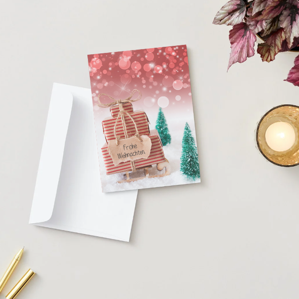 ✉️ "Frohe Weihnachten - rot" – Selbstdesignte A5 Klappkarte