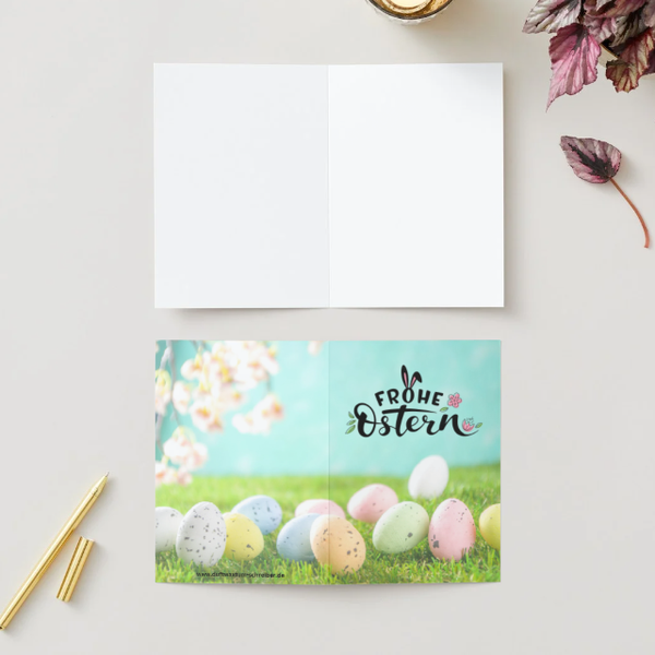 ✉️ "Frohe Ostern"– Selbstdesignte A5 Klappkarte - personalisierbar
