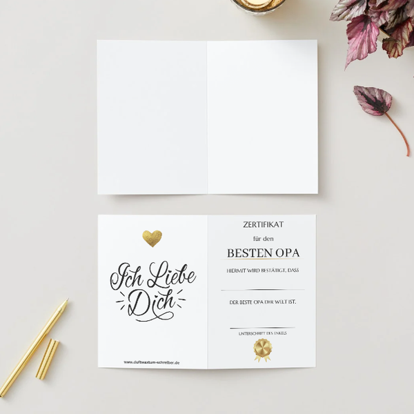 ✉️ "Beste Opa Zertifikat" – Selbstdesignte A5 Klappkarte - personalisierbar
