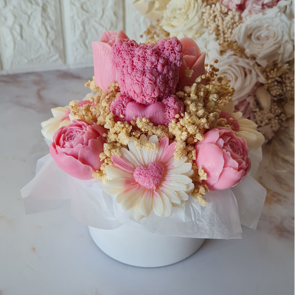 🌸 Handgegossener Wachs-Blumenstrauß Größe M