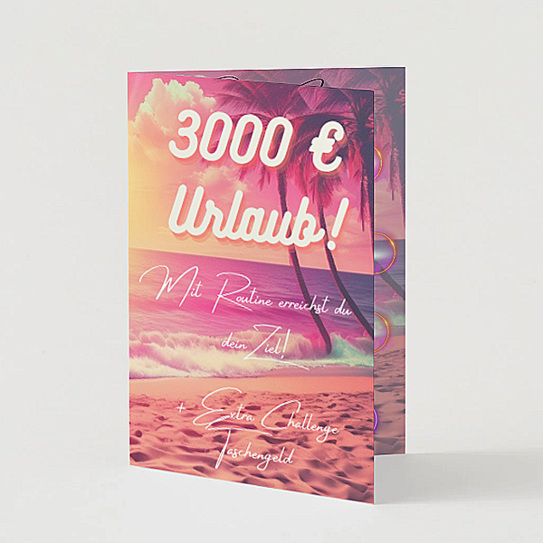 ✉️ "Urlaub Spar-Challenge" – Selbstdesignte A5 Klappkarte