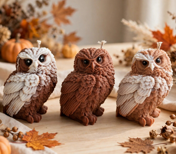 Herbstwächter Eulen Kerze