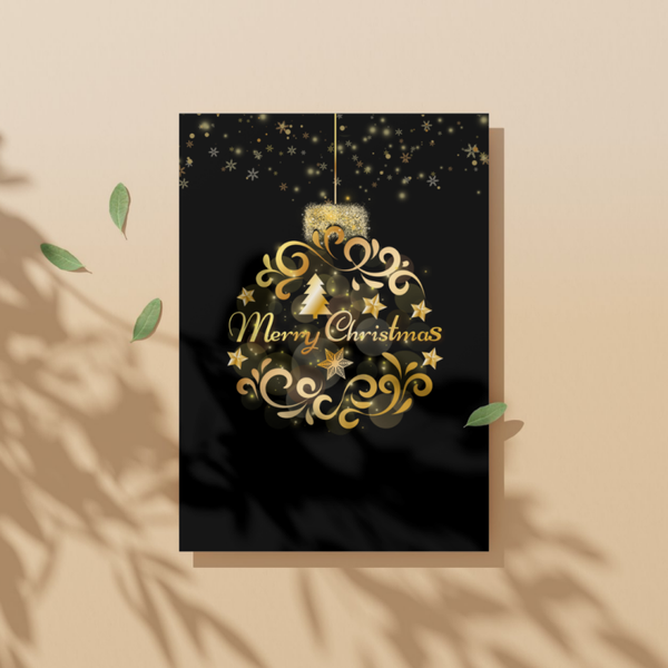 ✉️ "Merry Christmas - black & gold" – Selbstdesignte A6 Postkarte