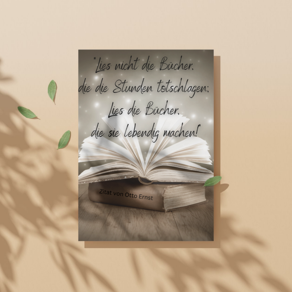 ✉️ "Lies nicht die Bücher..." – Selbstdesignte A6 Postkarte