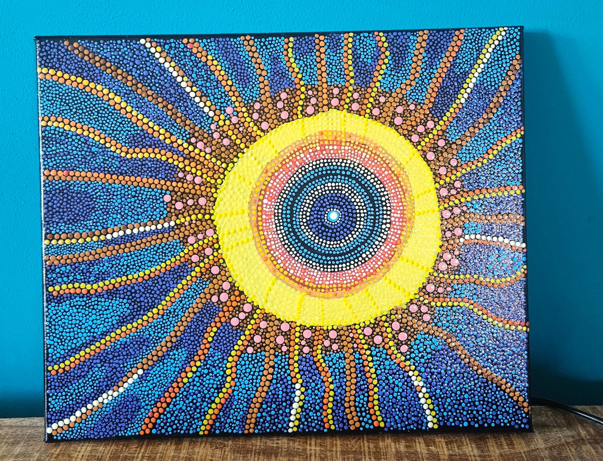 Indiginouis inspired dotpainting of the sun