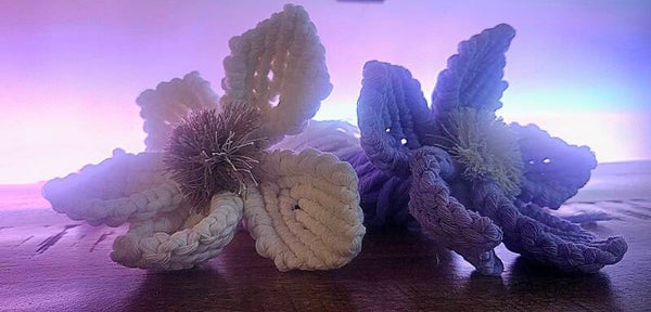 Handmade flowers in Macrame.