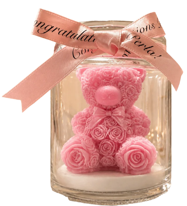 "Sweet Beginnings" Bear Candle Jar (Pink)