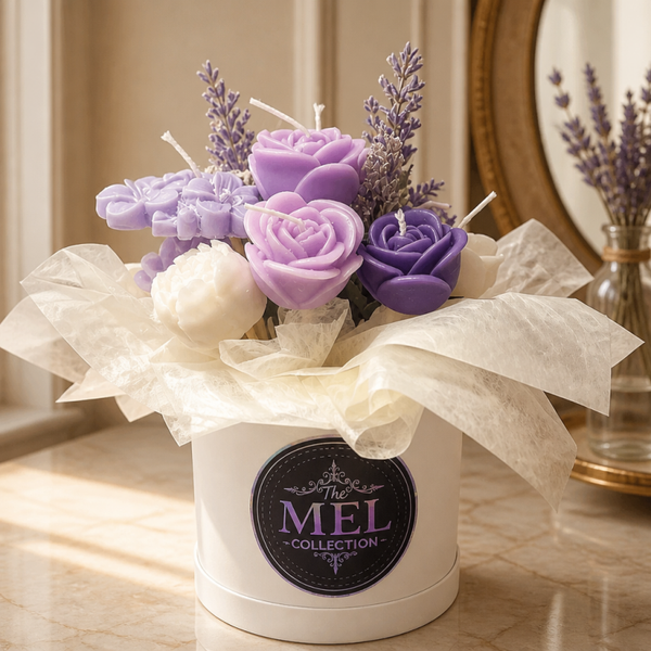 The Eternal Bloom Hat Box – Rose & Lavender Soy Wax Bouquet