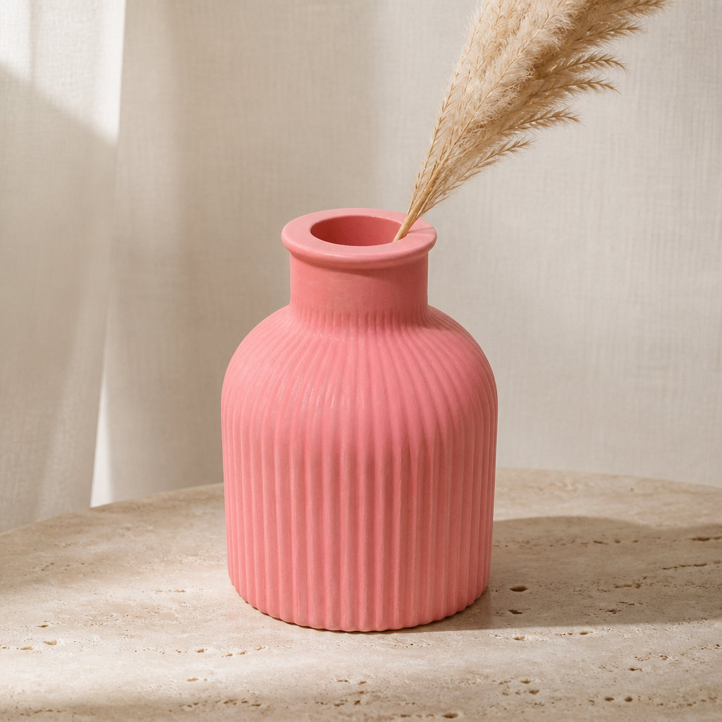 Pink Meadow Ceramic Vase