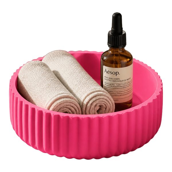 Hot Pink Fluted Ceramic Catchall