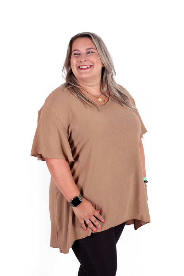 Dames Plussize Blouse Bruin
