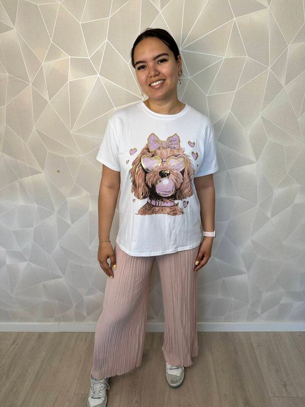 Dames T-Shirt Katoen Hond