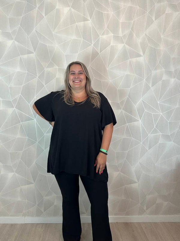 Dames Plussize Blouse Zwart