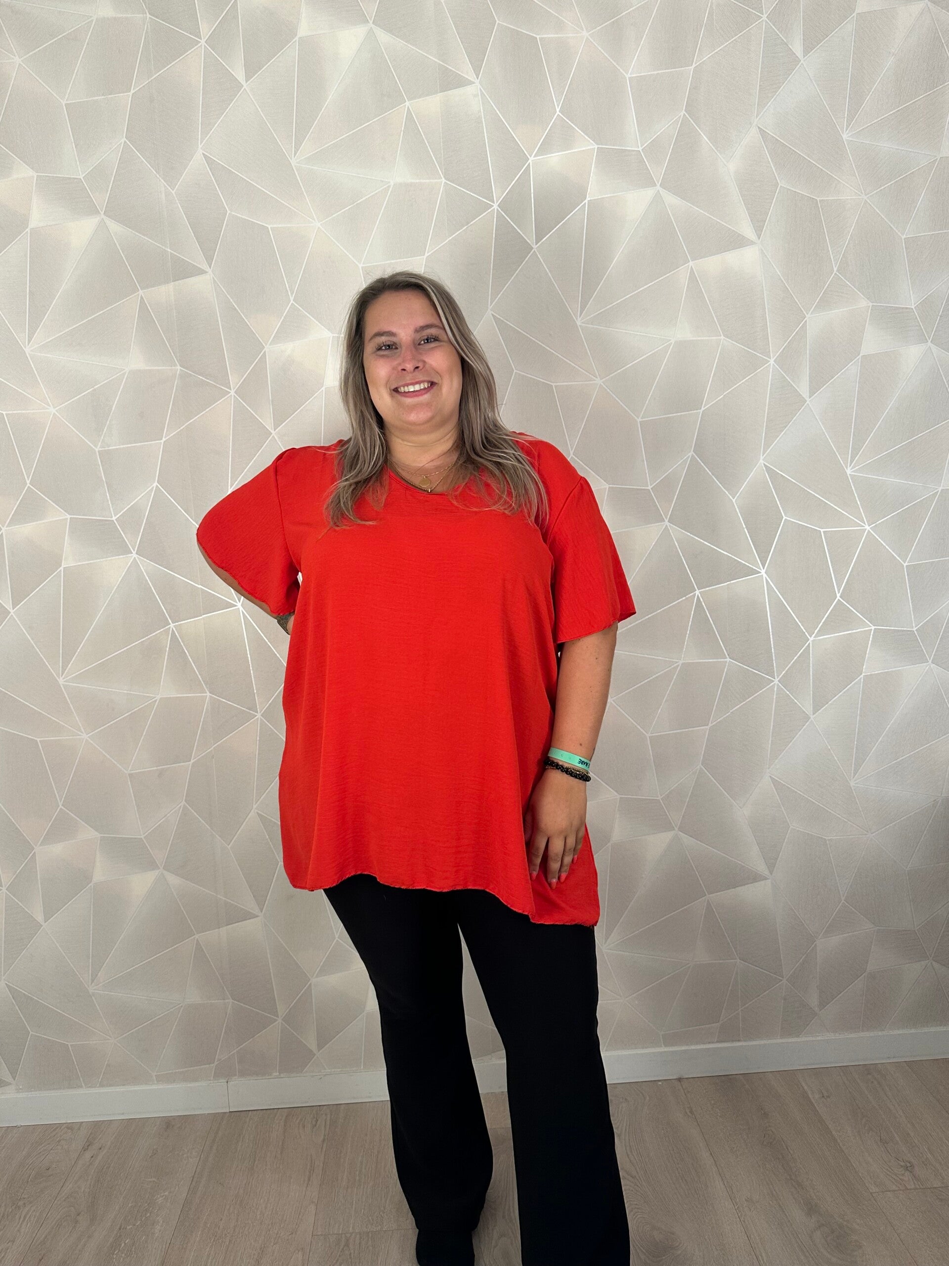 Dames Plussize Blouse Rood