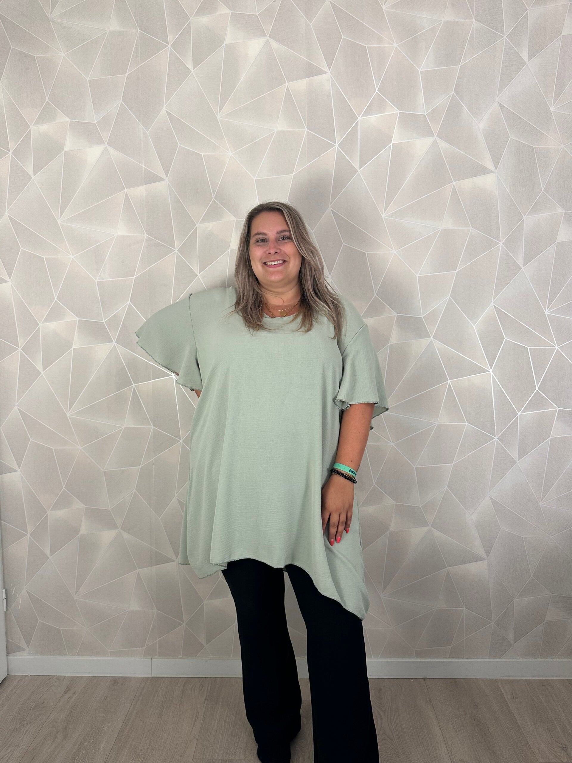 Dames Plussize Blouse Licht Groen