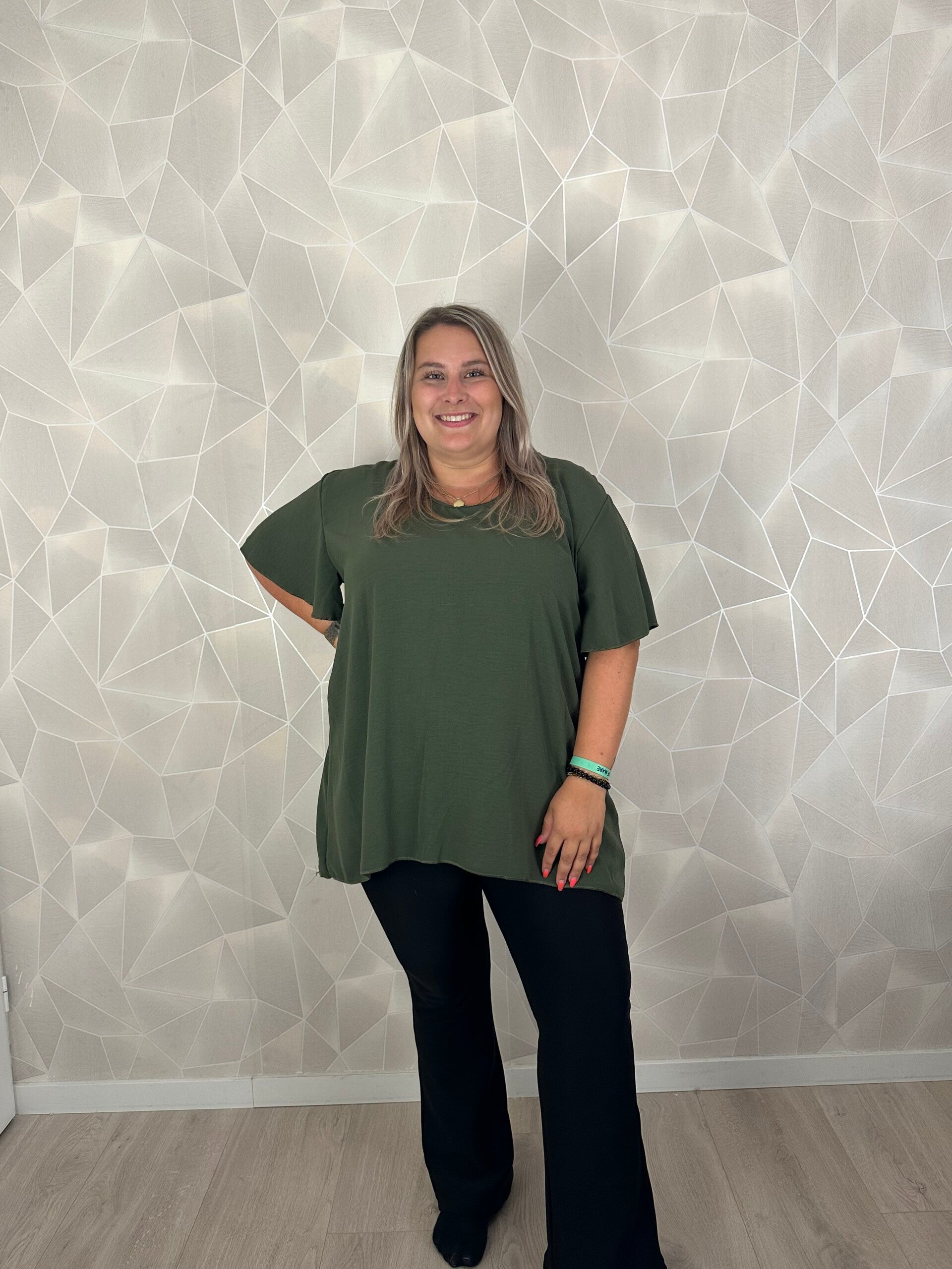 Dames Plussize Blouse Donker Groen