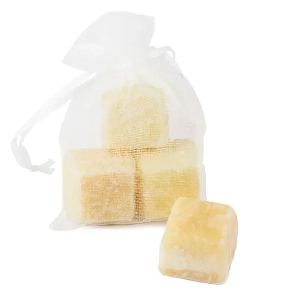 Amberblokjes in organza zakje - white musk